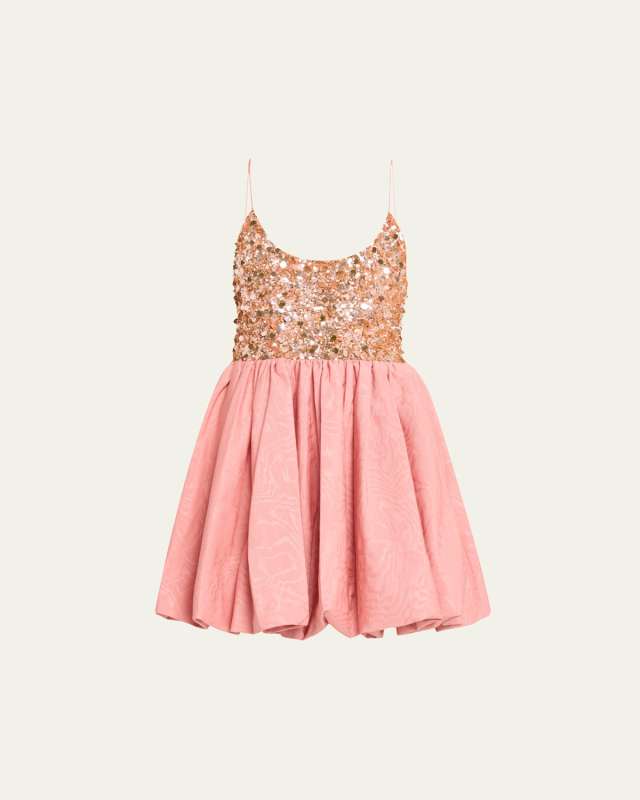 Nessa Sequined Empire-Waist Bubble Mini Dress